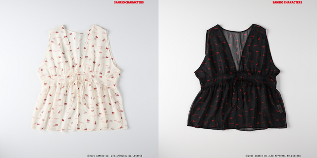 サンリオキャラクターズ×ライトオン　「シアーベスト（WOMENS）」オフシロ（ハローキティ）、ブラック（同）