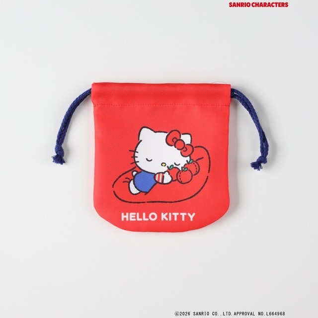 サンリオキャラクターズ×ライトオン　「プリント巾着」 レッド（ハローキティ）