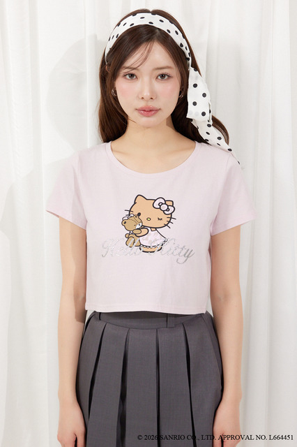 【HELLO KITTY】グリッターロゴミニTシャツ