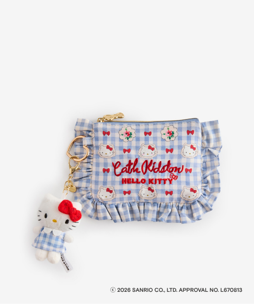 【Cath Kidston × Hello Kitty】 フリルティッシュポーチ＆マスコットチャームセット