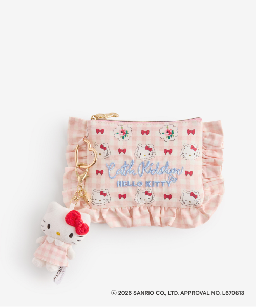 【Cath Kidston × Hello Kitty】 フリルティッシュポーチ＆マスコットチャームセット