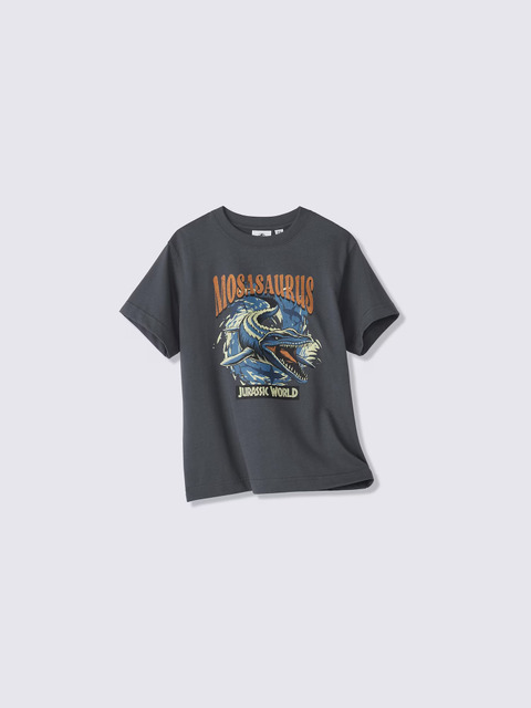 GU「KIDSグラフィックT JURASSIC WORLD」カラー： 08 DARK GRAY