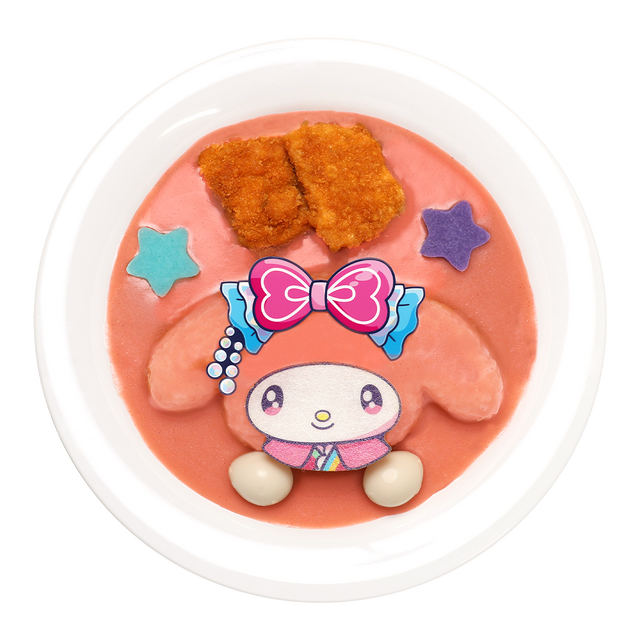 ピューロランド期間限定メニュー「マイメロディのタレづけ◯チキンカツピンクカレー（◯は正しくはハートマーク）」
