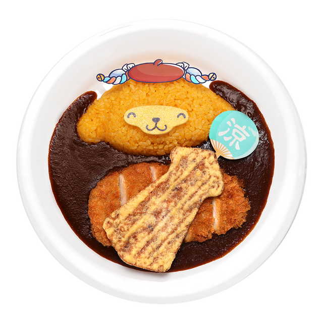 ピューロランド期間限定メニュー「ポムポムプリンのサクサクいかスナックのせ欧風カツカレー」