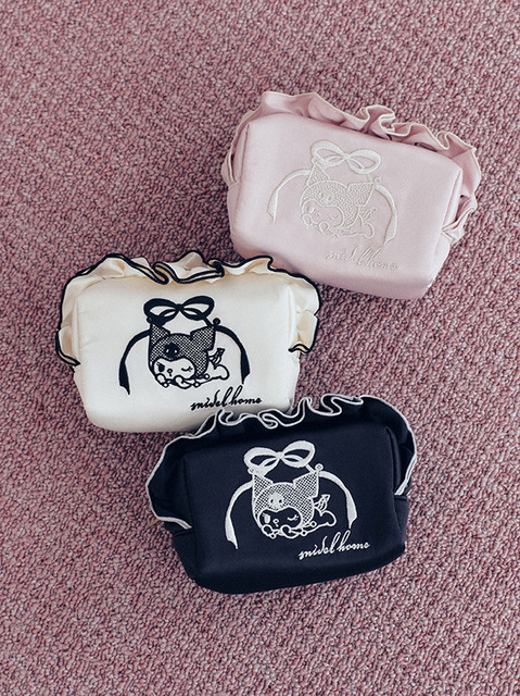 【SNIDEL HOME】クロミ  サテン刺繍フリルポーチ