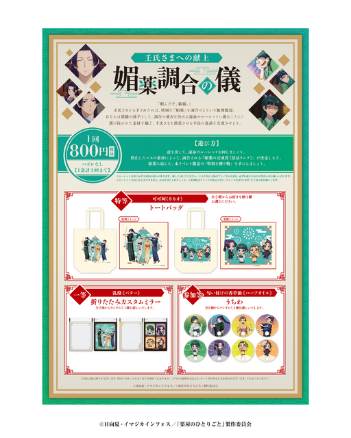 縁日ゲーム「壬氏さまへの献上 媚薬調合の儀」景品
