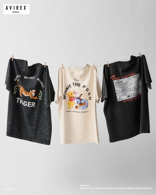 「AVIREX」×「クマのプーさん」Tシャツコレクション