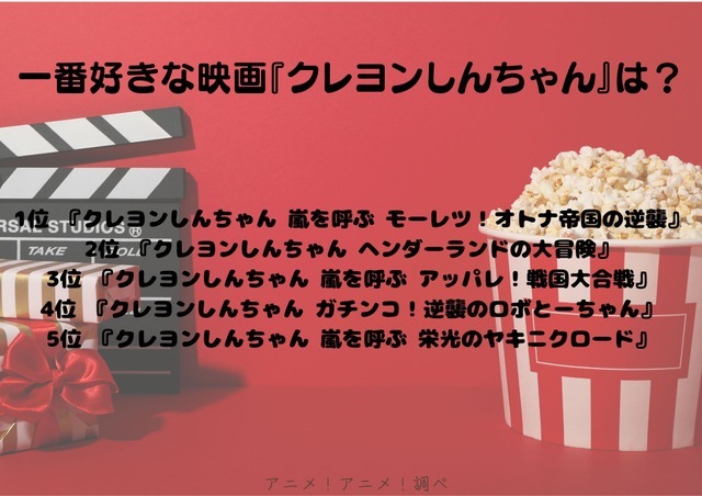 [一番好きな映画『クレヨンしんちゃん』は？]第1位～第5位まで一気に見るならコチラ