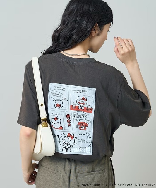 “HELLO KITTY”目隠し コミックプリントTシャツ　¥5,995 tax in