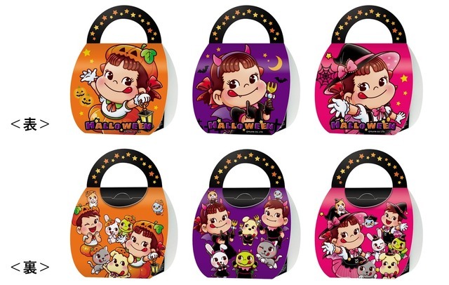 不二家のお菓子がハロウィンデザインに♪ カントリーマアム、ホームパイ、ミルキーのパッケージに仮装をしたペコちゃん＆サンリオキャラたちが！