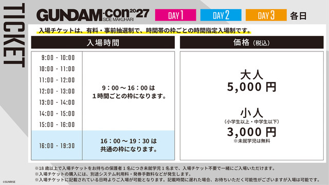 「GUNDAM-Con2027 SIDE MAKUHARI」チケット1次抽選申し込みスタート！