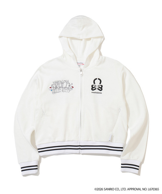 ハローキティ×MARK ＆ LONA　「Hello Skully Zip Hoodie」カラー：WHITE