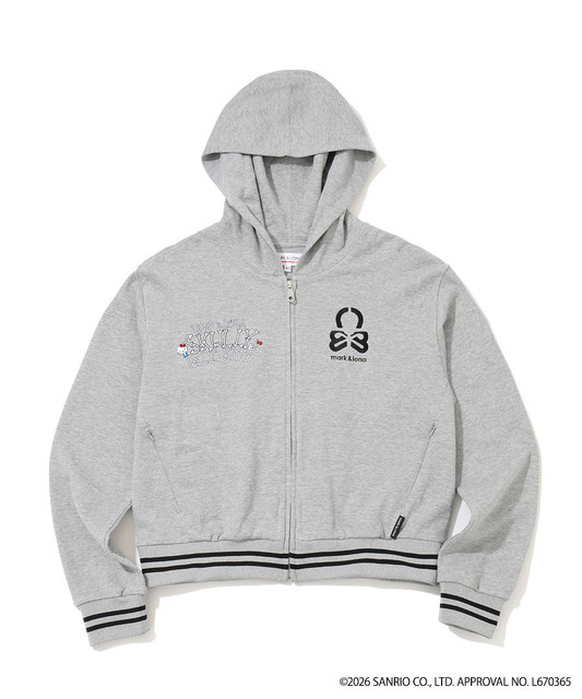 ハローキティ×MARK ＆ LONA　「Hello Skully Zip Hoodie」カラー：GREY