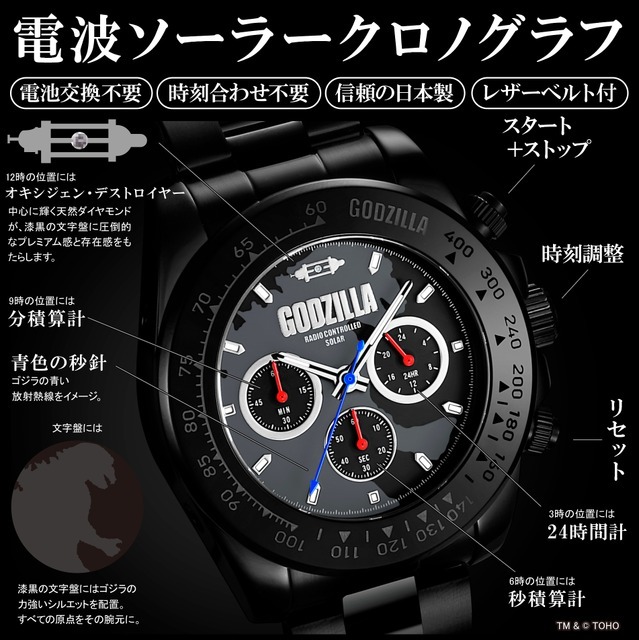 ゴジラ プレミアム限定モデル『電波ソーラークロノグラフウォッチ』
