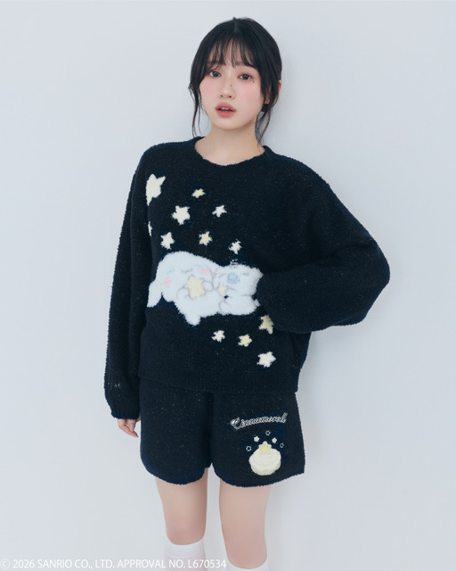 ニットプルオーバー×ニットショートパンツセットアップ