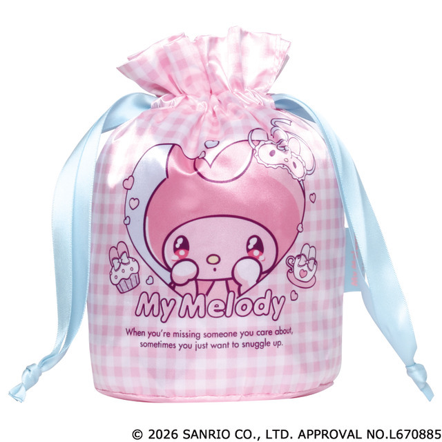 サンリオキャラクターズ　甘えんぼナミダ マチ付き巾着（マイメロディ）