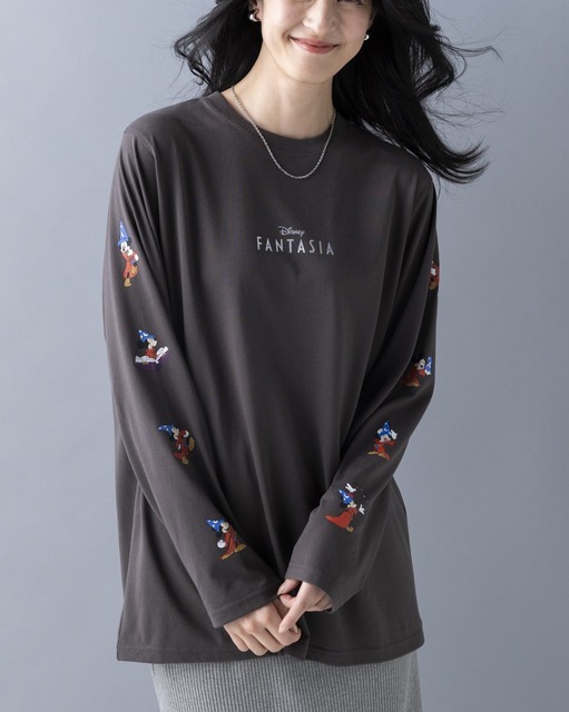 ＜Disney＞【ミッキー】【FANTASIA】スリーブプリント長袖Ｔシャツ
