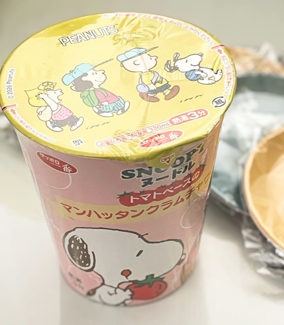 「スヌーピー マンハッタンクラムチャウダー味ヌードル」実物