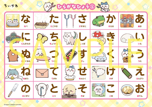 「ちいかわ おふろでたのしく おけいこポスター もじ＆かず＆とけい」