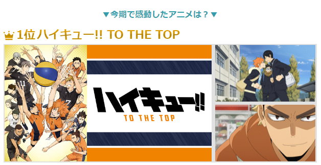 今期で感動したアニメは？【1位】 ハイキュー!! TO THE TOP（C）古舘春一／集英社・「ハイキュー!!」製作委員会・MBS