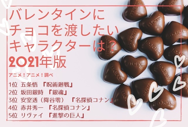 [バレンタインにチョコを渡したいキャラクターは？ 2021年版] TOP５