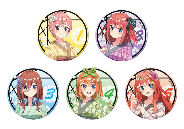 「五等分の花嫁∬ リアルシスターズウォー・again」コラボグッズ一例＝トレーディング缶バッジ（C）春場ねぎ・講談社／「五等分の花嫁∬」製作委員会