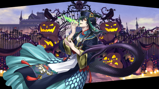 5章「終幕ハロウィーン！」限定衣装カード：SR マレウス［スケアリー・ドレス］（C）Disney.  Published by Aniplex