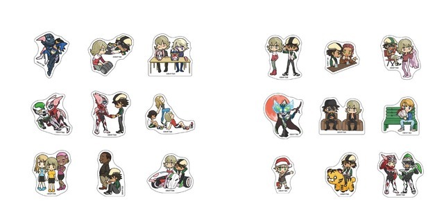 「TIGER ＆ BUNNY Cafe PLAYBACK!!」ステッカーセットA(9 枚入り )、ステッカーセットB(9 枚入り )（C）BNP/T&B PARTNERS