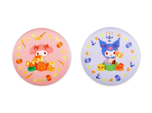 「ピューロハロウィングッズ」布缶バッジ各440円(税込)_マイメロディ、クロミ(C)2021 SANRIO CO., LTD. TOKYO, JAPAN 著作 株式会社サンリオ