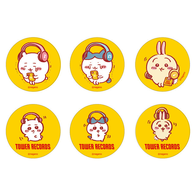 「ちいかわ × TOWER RECORDS」トレーディング缶バッジ（C）nagano