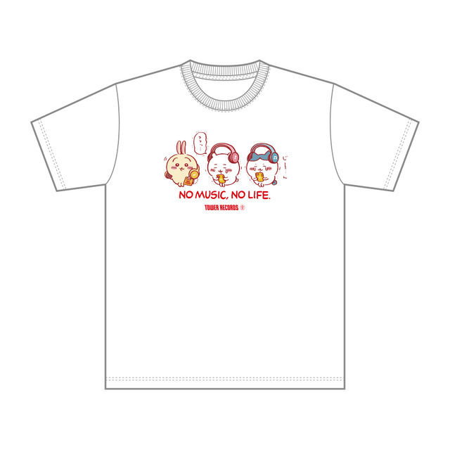 「ちいかわ × TOWER RECORDS」Tシャツ（ホワイト）（C）nagano