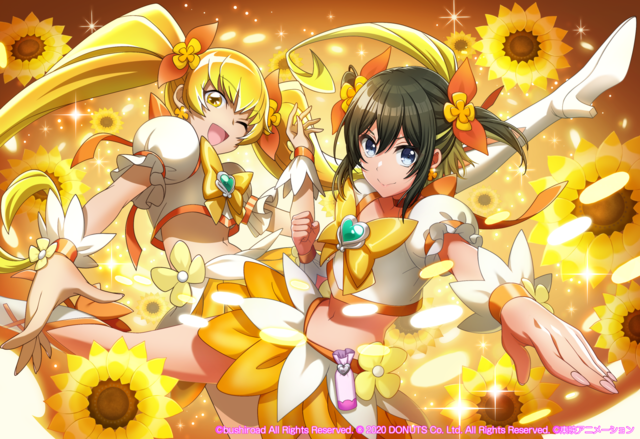 「★4 [陽の光浴びる一輪の花] 明石真秀（＋キュアサンシャイン）」（C）bushiroad All Rights Reserved.（C）2020 DONUTS Co. Ltd. All Rights Reserved.（C）ＡＢＣ-Ａ・東映アニメーション