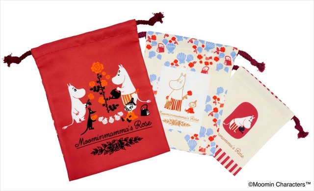 「Moominmamma's Rose　〈マリモクラフト〉 巾着セット（3種類）」（C）Moomin Characters