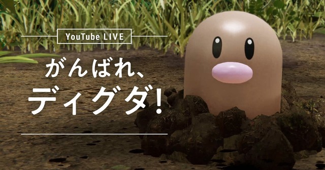 YouTube Live「がんばれ、ディグダ！」（C）Pokemon. （C）Nintendo / Creatures Inc. / GAME FREAK inc.ポケットモンスター・ポケモン・Pokemonは任天堂・クリーチャーズ・ゲームフリークの登録商標です。