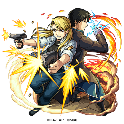 『鋼の錬金術師 FULLMETAL ALCHEMIST』×『モンスト』光属性 ★6預けし背中 リザ＆ロイ（獣神化）（C）荒川弘／鋼の錬金術師製作委員会（C）MIXI