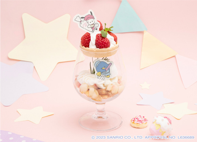 はぴだんぶい わいわいクッキングカフェ「ポチャッコ＆サム タルトパフェ」（C）2023 SANRIO CO., LTD. APPROVAL NO. L636689