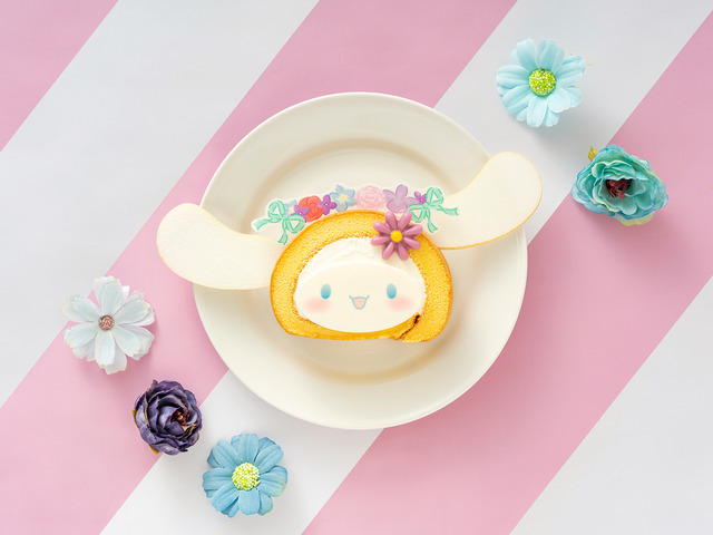 「Flower Puroland」シナモロールモチーフの「花冠スフレロールケーキ」（C）2023 SANRIO CO., LTD. TOKYO, JAPAN 著作 株式会社サンリオ