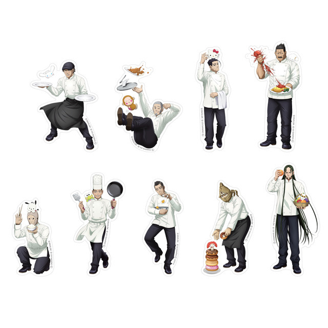 「GOLDEN KAMUY × Sanrio characters ×THE GUEST cafe&diner」ダイカットステッカー9種（C）SN/S,GK （C）'23 SANRIO（L） S/D・G