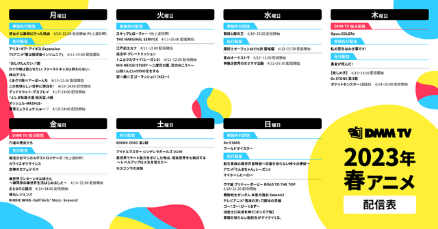 「DMM TV」なら見放題！2023年春アニメ配信表