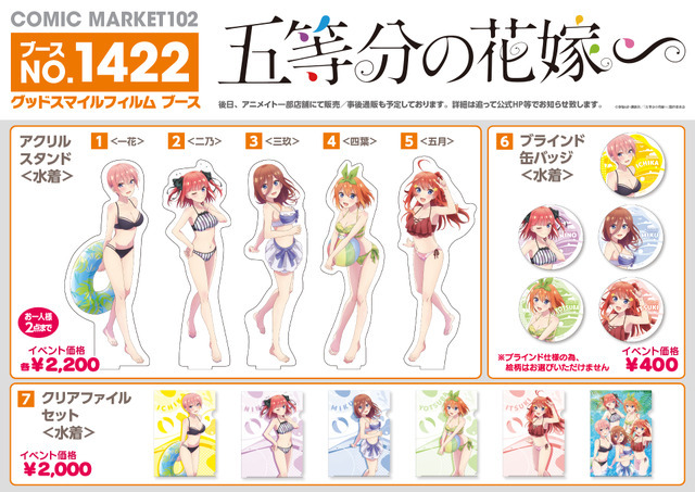 『五等分の花嫁∽』コミケ102（C）春場ねぎ・講談社／「五等分の花嫁∽」製作委員会