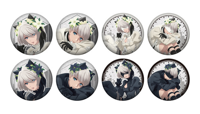 「NieR:Automata Ver1.1a in NAMJATOWN-クロトシロ-」グリッター缶バッジコレクション（C）SQUARE ENIX／人類会議