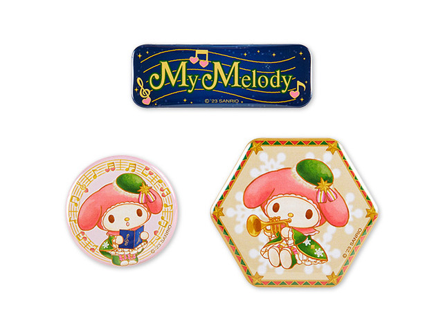 「Puroland Christmas」缶バッジセット(マイメロディ)（C）2023 SANRIO CO., LTD. TOKYO, JAPAN 著作 株式会社サンリオ