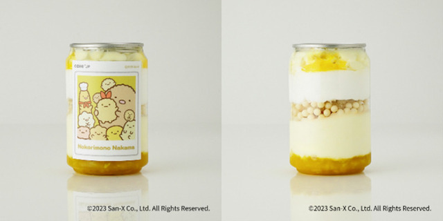 「すみっコぐらし」×「Cake.jp」「のこりものなかまケーキ缶（レモン味）」1,000円（税込）（C）2023 San-X Co., Ltd. All Rights  Reserved.