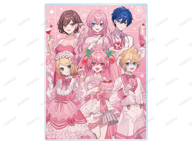 「『桜ミク』 POP UP STORE in ロフト」「描き下ろし 集合 桜パーティーver. Art by しゅがお アクリルカード イベント限定特典」Art by しゅがお（C）Crypton Future Media, INC. www.piapro.net