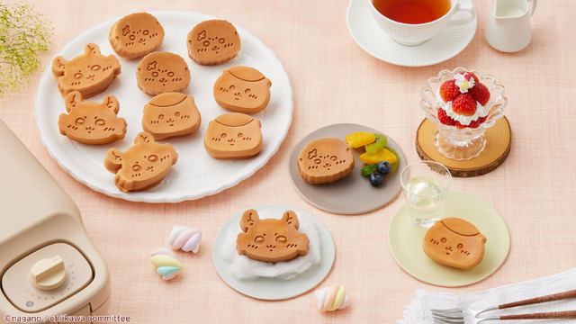 こんがりきゃらマルチサンドメーカー ケーキ用プレート ちいかわ (くりまんじゅう・モモンガ・ラッコ)(C)nagano / chiikawa committee