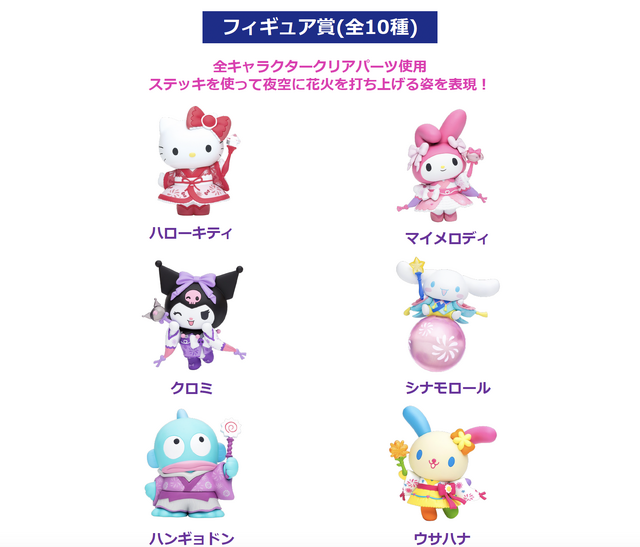 『サンリオ』Happyくじ「Sanrio characters HANABI 2024 フィギュア賞」全10種（C）2024 SANRIO CO., LTD. APPROVAL NO. E24052103