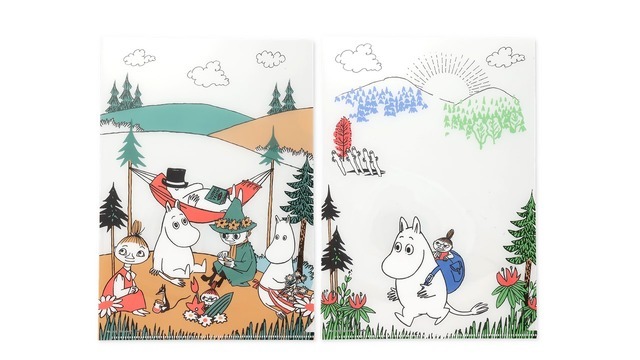 「ムーミンマーケット2024」A4クリアファイル（ハンモック／サン）各385円（C）Moomin Characters TM