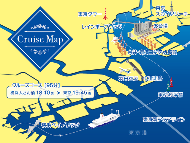 『すみっコぐらし』×東海汽船 スペシャルコラボ 東京湾スペシャル夜景クルーズ航路（C）2024 San-X Co., Ltd. All Rights Reserved.