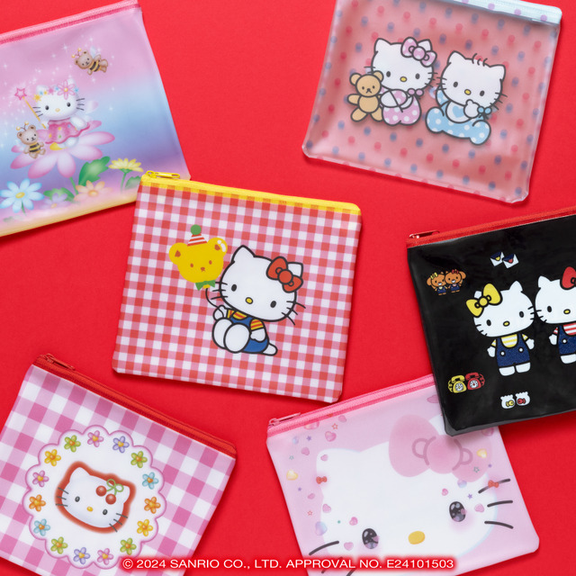 Happyくじ『HELLO KITTY 50th～ハッピーアニバーサリー★～』D賞「フラットポーチ」（全6種）（C）2024 SANRIO CO., LTD. APPROVAL NO. E24101503