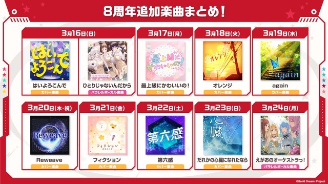 8周年を記念して追加される楽曲情報まとめ